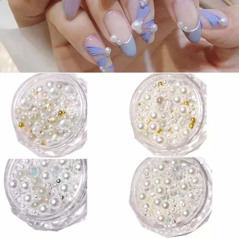 NAIL PEARL MIX GOLD CAVIAR MICRO BEAD / Hiasan Nail Art Kuku Caviar / Nail Art Rhinestone &amp; Pearl / Aksesoris Kuku Pearl