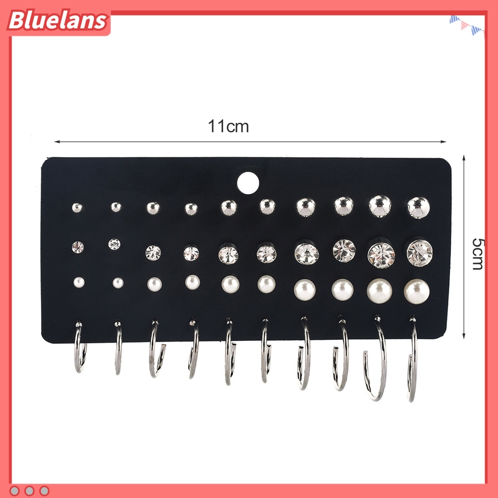 40pcs / Lembar Anting Stud Bentuk Bulat Aksen Mutiara Tiruan Bahan Cubic Zirconia Untuk Wanita