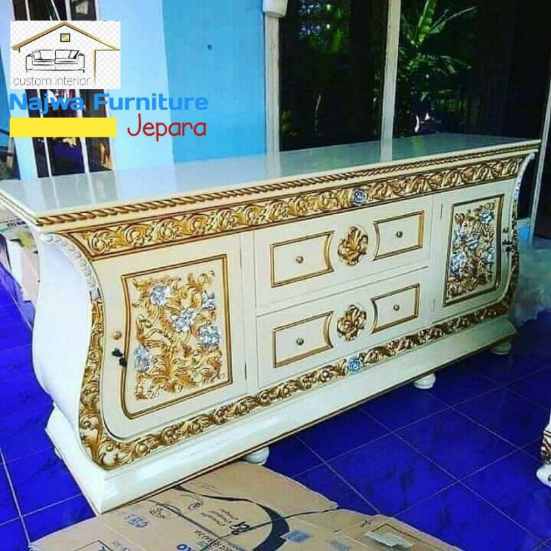 BUFET TV BUFET BIOLA KABINET MEWAH BUFET HIAS UKIR(real pict)