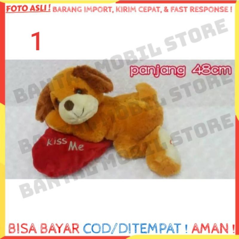MAINAN ANAK BONEKA ANJING LOVE COKLAT COKELAT MERAH