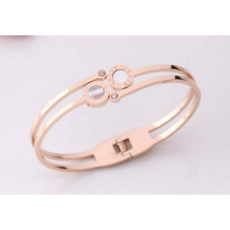 gelang bangle round black Titanium asli anti karat tidak alergi