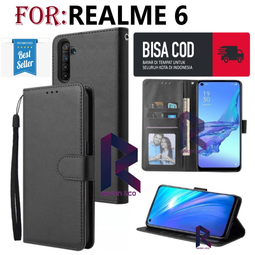 FLIP COVER REALME 6 FLIP WALLET LEATHER KULIT PREMIUM SARUNG BUKA TUTUP KESING HP FLIP CASE REALME 6