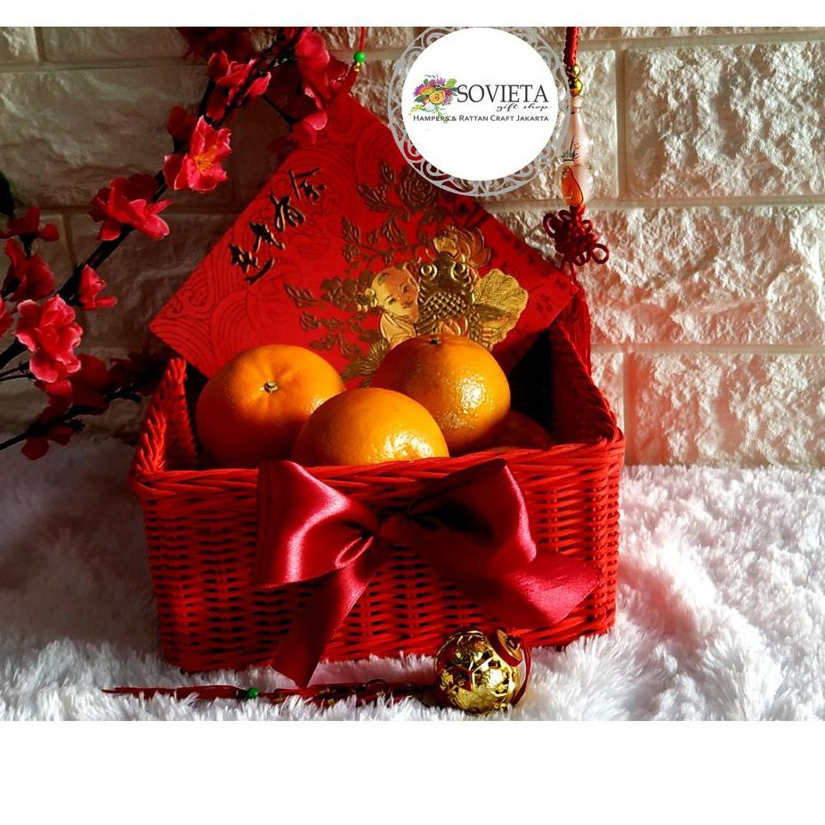 

A39V Rayakan Imlek / Gong Xi Gong Xi Gong Xi... keranjang kotak polos U/ Medium dengan pita satin