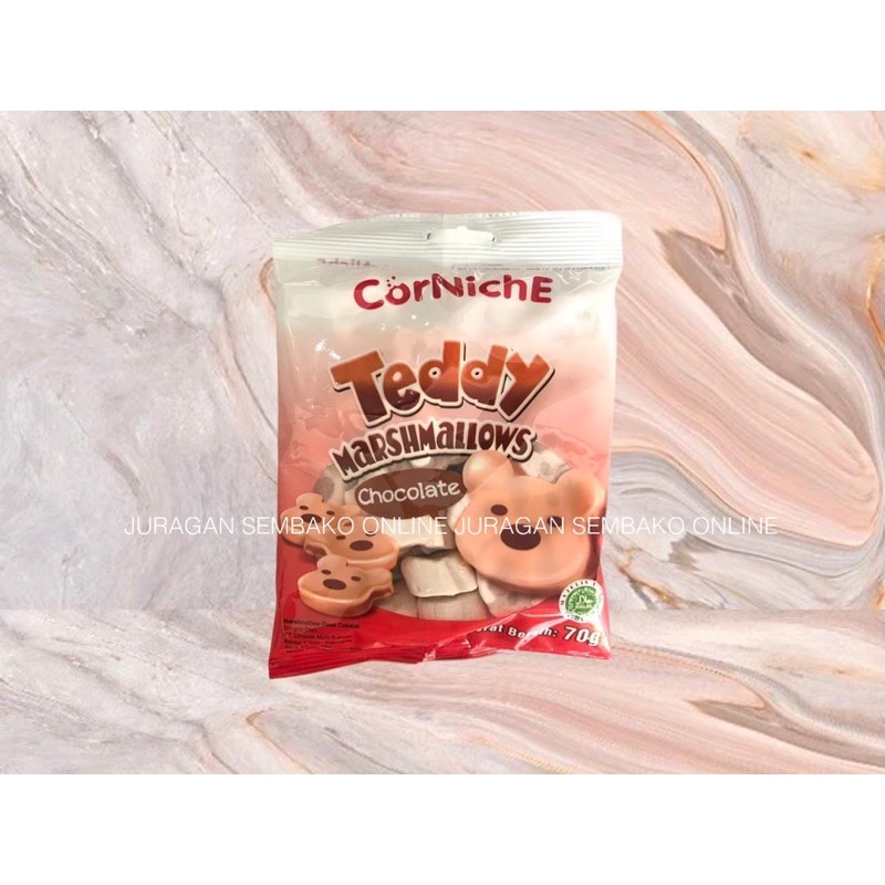 CORNICHE marshmallow teddy CHOCOLATE 70 GR HALAL / PERMEN MARSHMALLOW TEDDY COKELAT