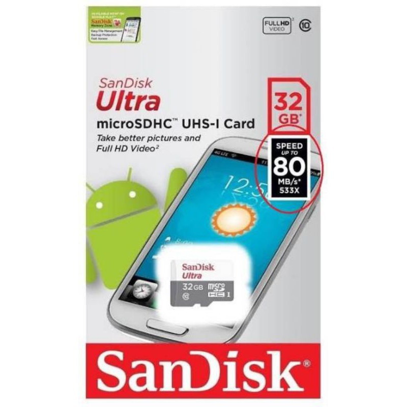 Memory Ultra Sandisk 32GB Class 10 Kecepatan Baca Hingga 80 MB/s*