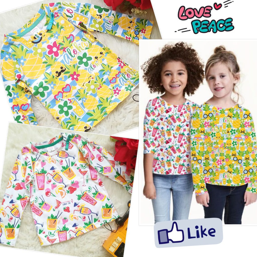  3  bulan  12 tahun Kaos  baju  anak cewek Summersean 