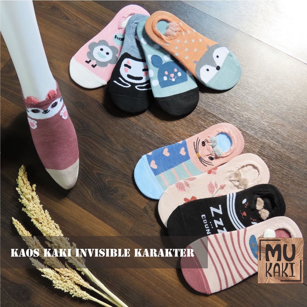 Kaos Kaki Invisible / Ballet / Di Bawah Mata Kaki Motif Karakter 3D Mukaki