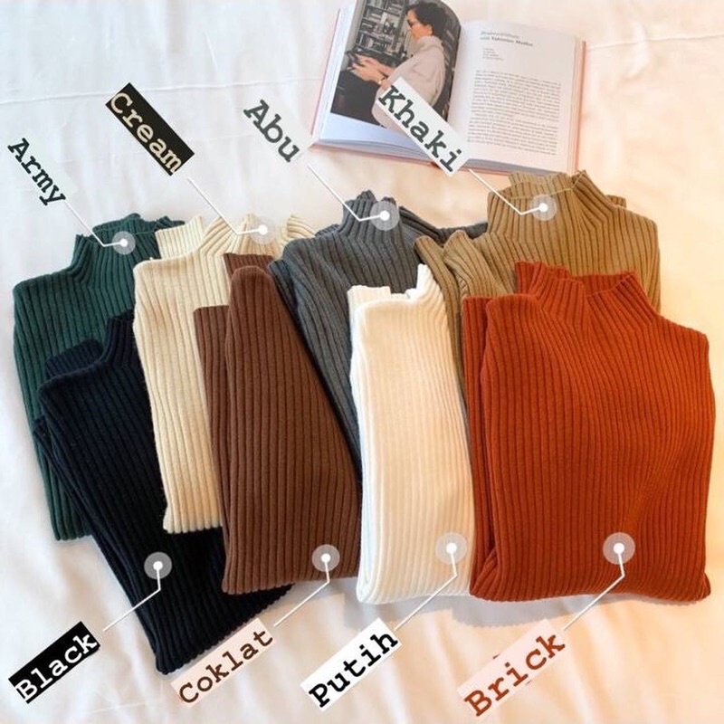 turtle neck inner rajut aisha bijab baju dalaman turtleneck knit manset