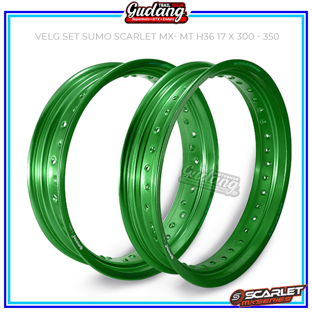 Velg Set SCARLET Cross Depan Belakang Supermoto 17-300 x 350 36 Hole