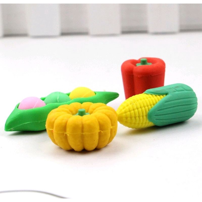 1 SET ISI 4PCS PENGHAPUS PENSIL BENTUK BUAH DAN DINOSAURUS PENCIL ERASER