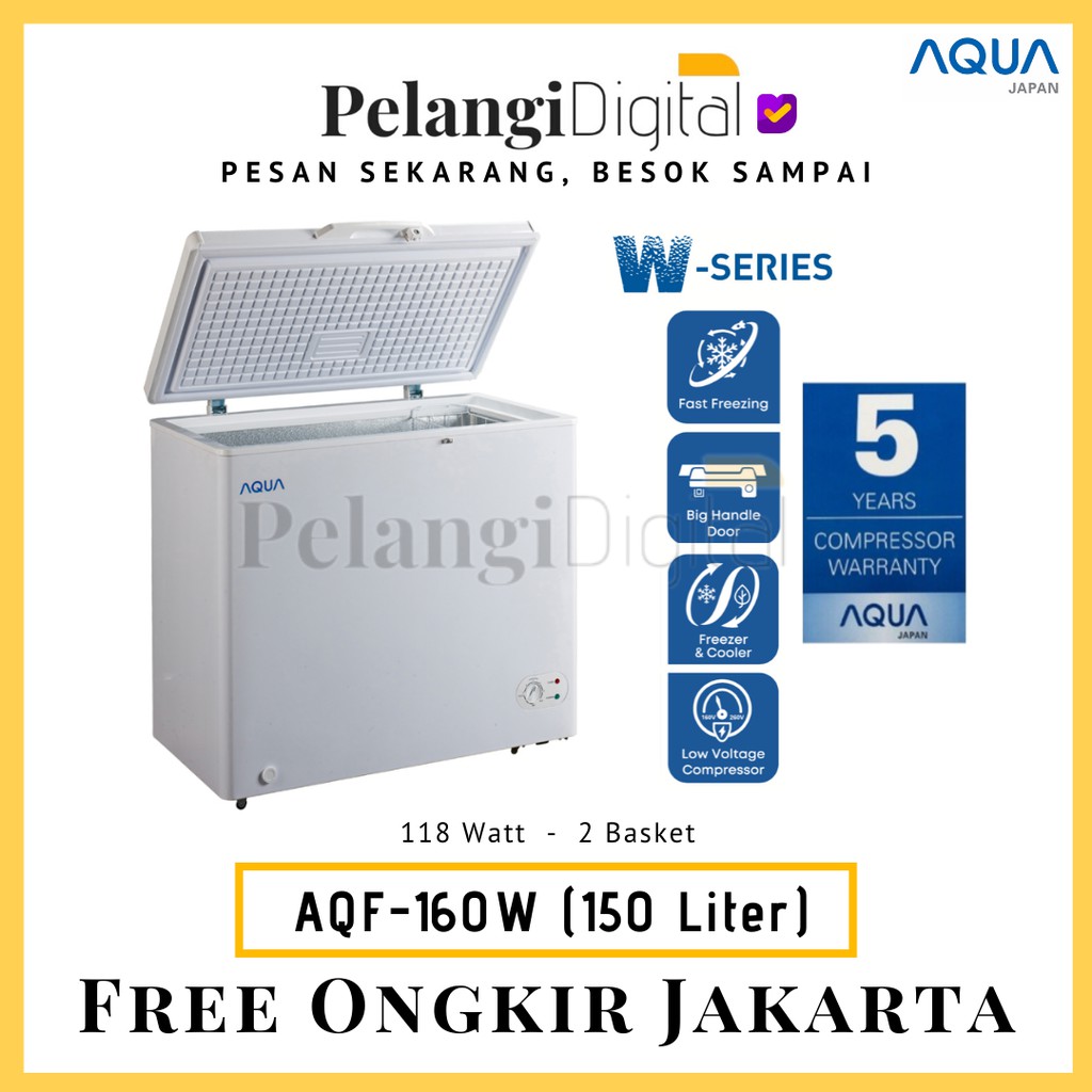 AQUA Chest Freezer Box Peti Pembeku - 150 Liter - AQF-160 / AQF 160