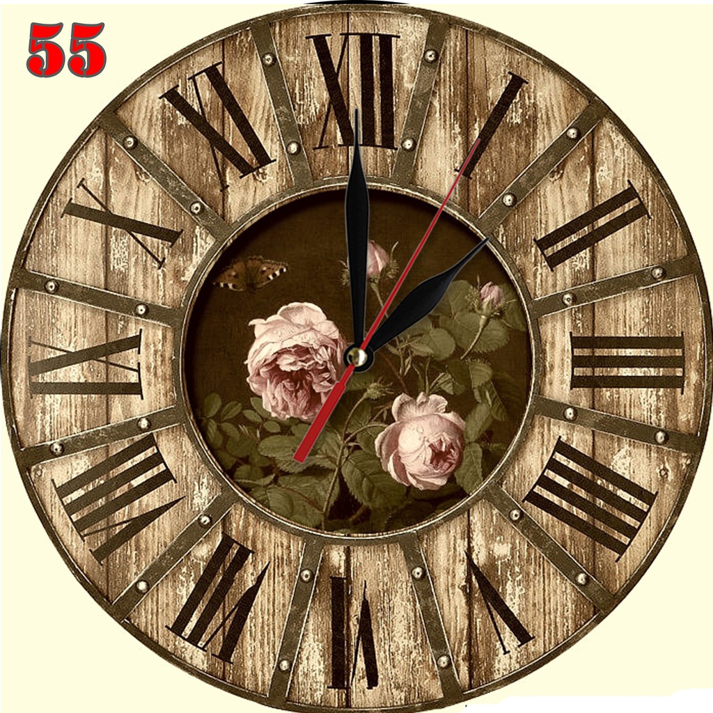 #55 Natural Jam Dinding Motif Rustic Palet Kayu