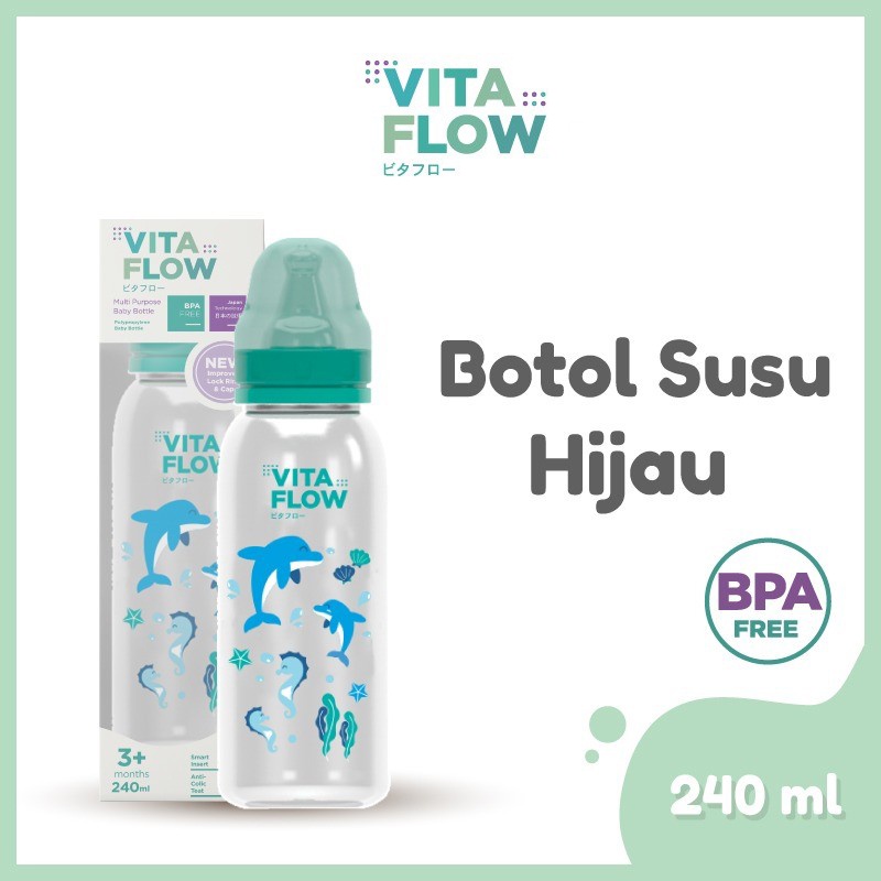 VITAFLOW BOTOL SUSU MULTIFUNGSI PP 240ML (INC : DOT SIZE M)