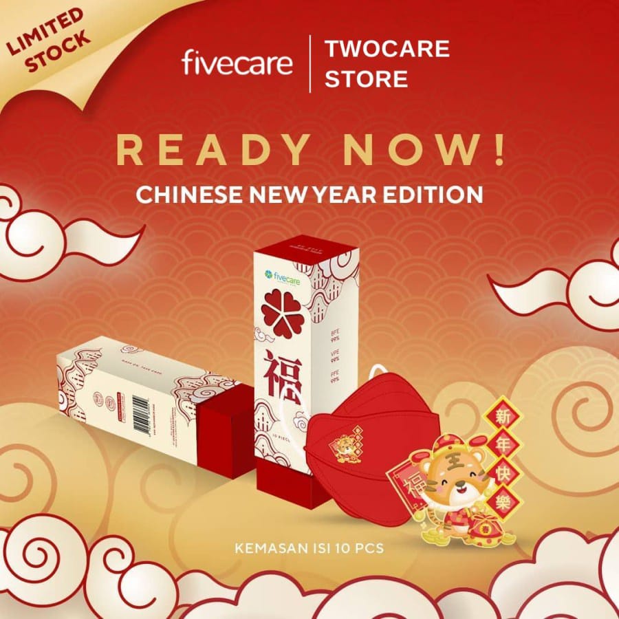 DCQueen - Masker Fivecare CNY Edition 4 PLYL Imlek Limited Edition BOX