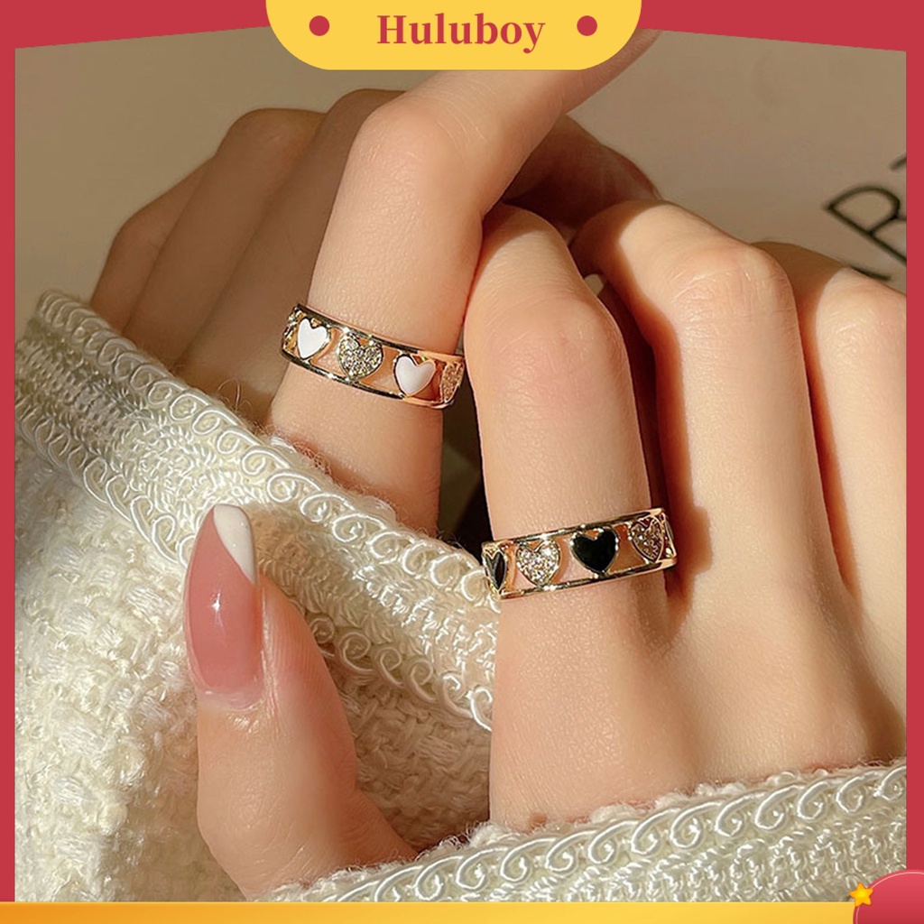 Hu Hu Hu Hu Hu Alat Bantu Pasang Kacamata♡ Cincin Bentuk Hati Geometris Model Hollow Bahan Tembaga Untuk Pesta