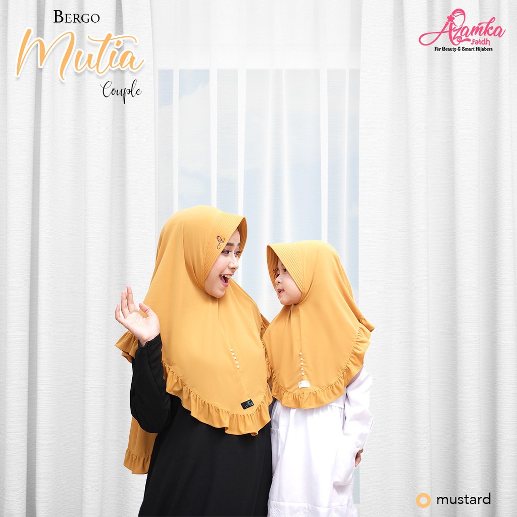 AZ 121 Bergo Mutia by Azamka / couple / hijab jilbab mom kids