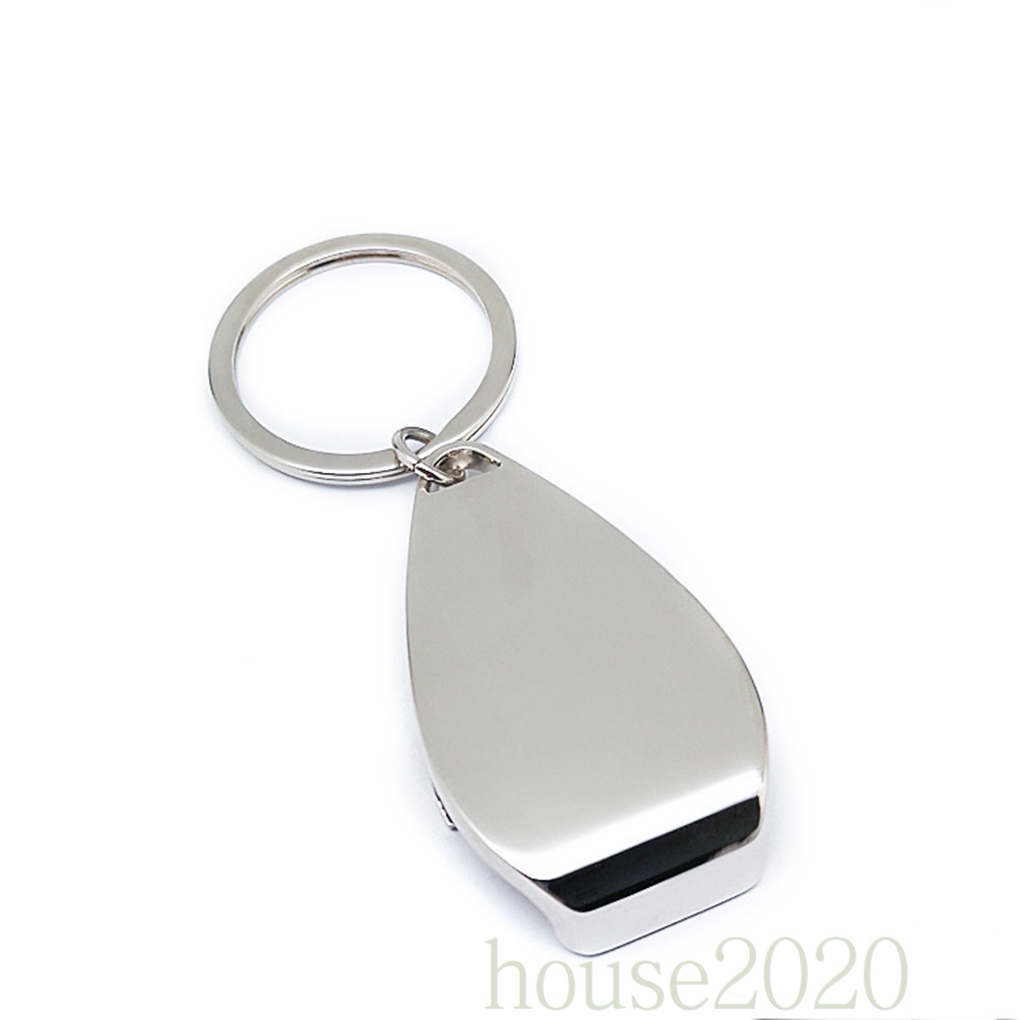 [house2020]Mini Silver Keychain Bottle Opener Metal Key Ring Beer Cap Corkscrew