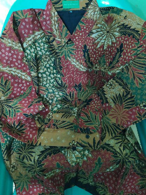 Sekartaji Sogan Kemeja Batik Pria Katun Cabut Primisima Full Furing