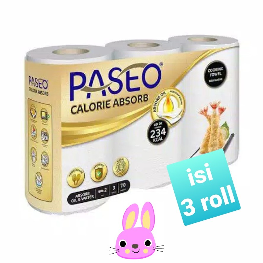 Tisu Dapur Paseo 3 Roll calorie Absorb Towel Tissue 70sheet (no.136)