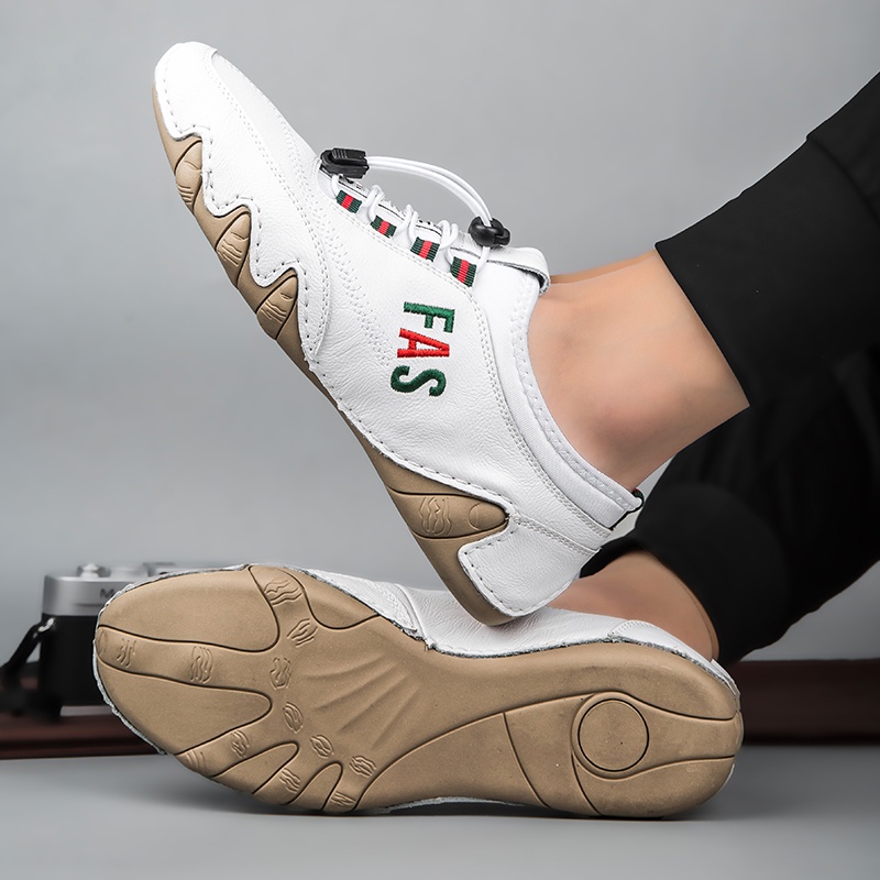 Sepatu Sneaker Pria Keren Import Sneaker Loafer Kulit Sapi Asli Kasual Karet Sepatu Slip On Cowok Dewasa Kasual Santai 102