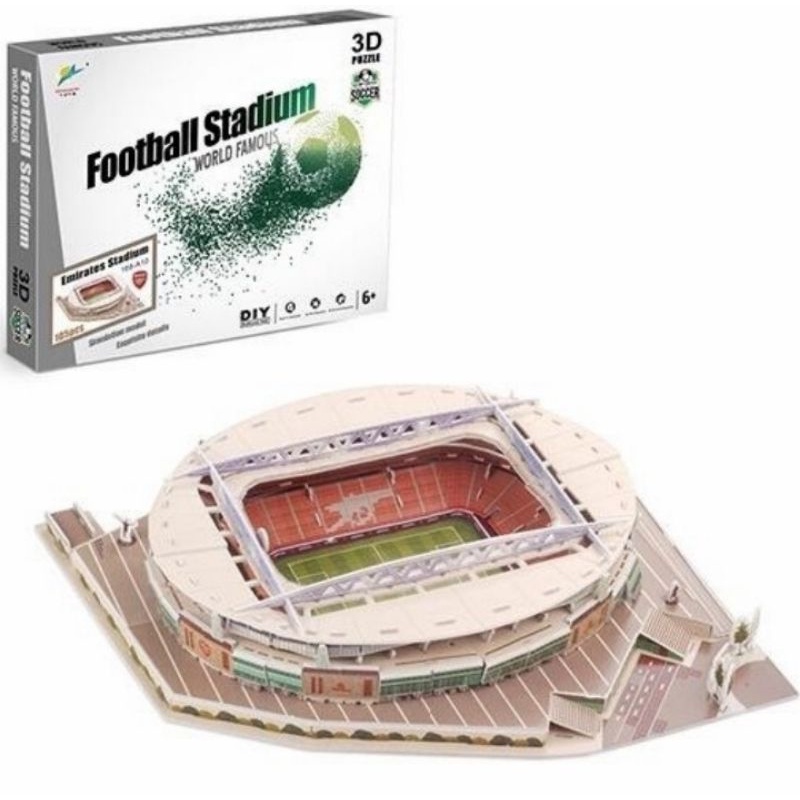 Miniatur Stadion Sepakbola 3D Puzzle Klub Eropa / Mini Replica Football Stadium European Club / Puzzle Stadion Bola Camp Nou Santiago Bernabeu Old Trafford Anfield Stamford Bridge Emirates Stadium Parc des Princes Allianze Arena San Siro Guiseppe Meazza