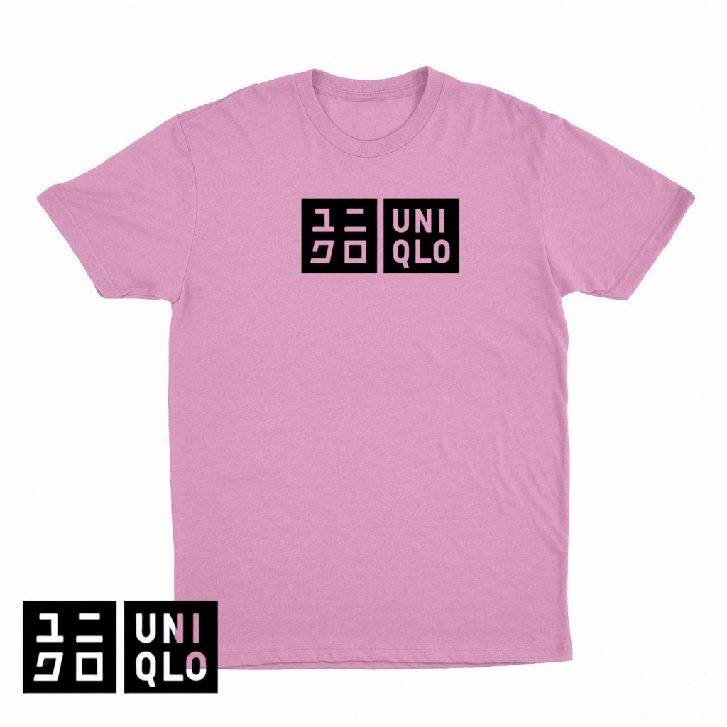 COD BAYAR DI TEMPAT KAOS BAJU UNIQLO LOGO KATUN KOMBED 30S PREMIUM DISTRO PRIA WANITA TSHIRT TEES-Pink