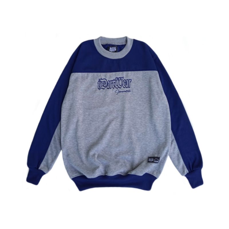 Sweater Crewneck Kombinasi Crewneck Bordir Pria Wanita