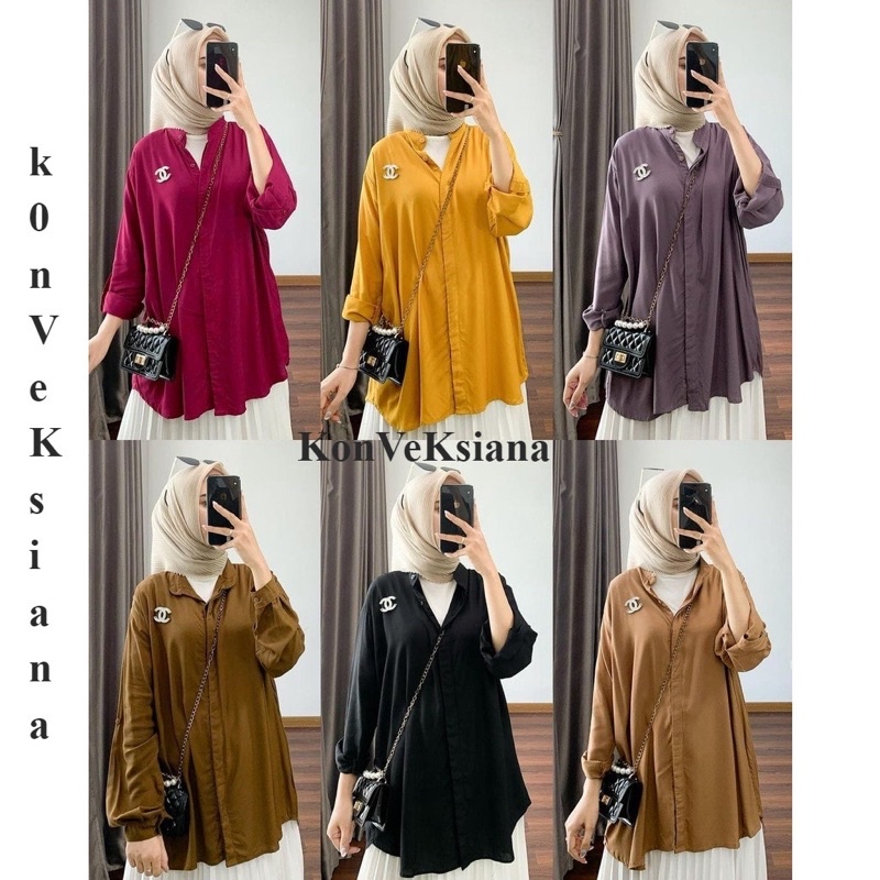 KEMEJA TUNIK WANITA POLOSAN BAHAN RAYON