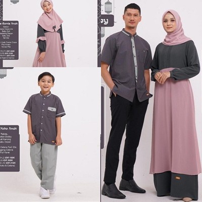 Sarimbit 2021 Keluarga Gamis Ibu Dan Anak Fayes Nibras Dark Grey
