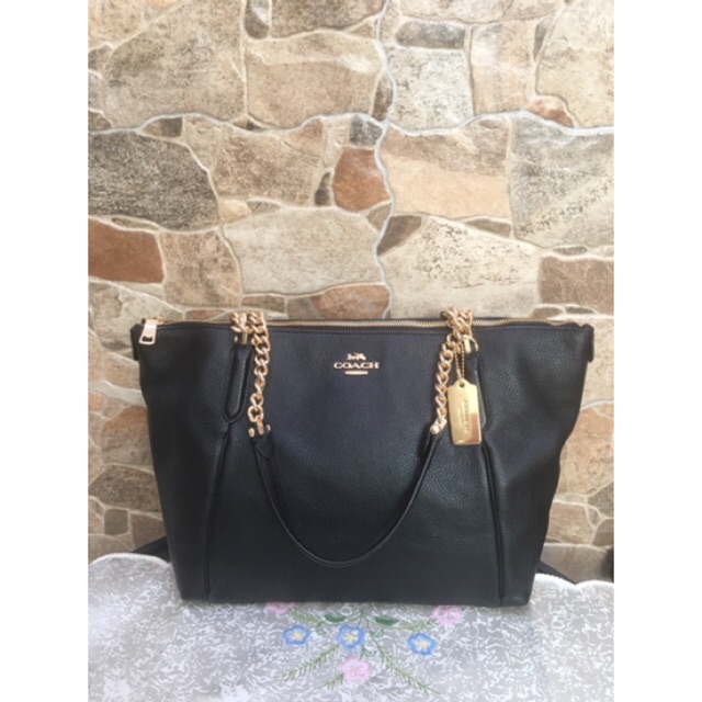 Tas coach ava tote chain black original authentic bag