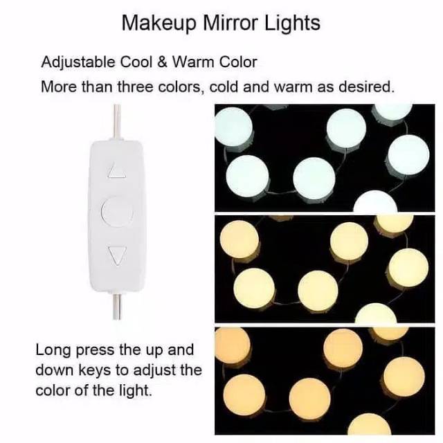 Termurah MEDAN [Garansi] Hanaiso Felicity 10 LED 5 Warna Lampu Cermin Rias Makeup Vanity Mirror LED Light Lampu Kaca