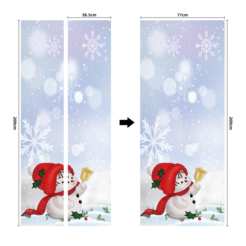 Zzz 2pcs / set Stiker Dinding / Pintu / Kulkas Anti Air Motif Snowman Natal Untuk Dekorasi Rumah