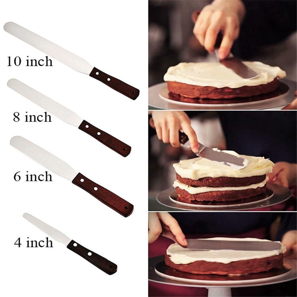 Wonder4 /6 /8 /10Inch Spatula Kue Stainless Steel Alat Kue Pastry Penghalus Icing Frosting