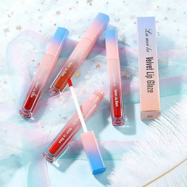 DBI - [ BISA COD ] LAMEILA LIP VELVET GLAZZE LIPSTIK CAIR PELEMBAB BIBIR ANTI AIR DAN TAHAN LAMA