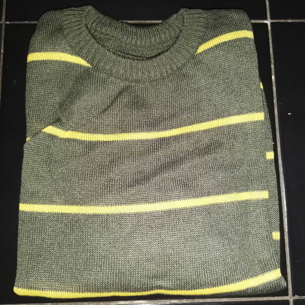 Atasan Rajut Sweater Rajut Knit Zia Adeline-Army - Lemon