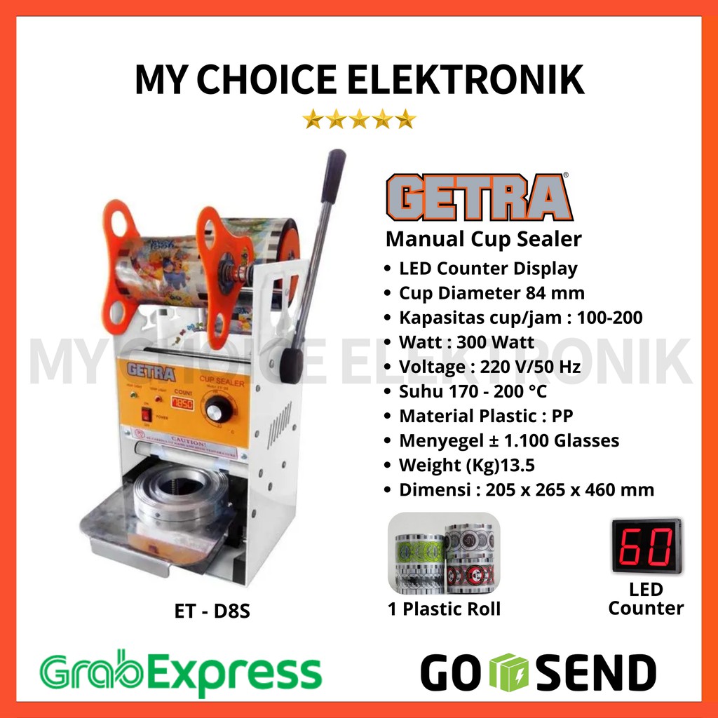 Getra ET-D8S Manual Cup Sealer With Digital Counter