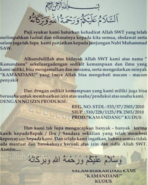 Roll On 10ml Minyak KAMANDANU KUDUS Original Distributor Kudus