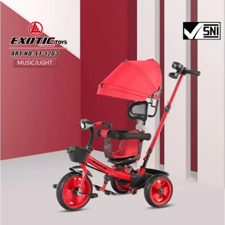 Sepeda Anak Bayi Balita Roda 3 Tricycle Exotic ET1263 Music Light By Pacific-1