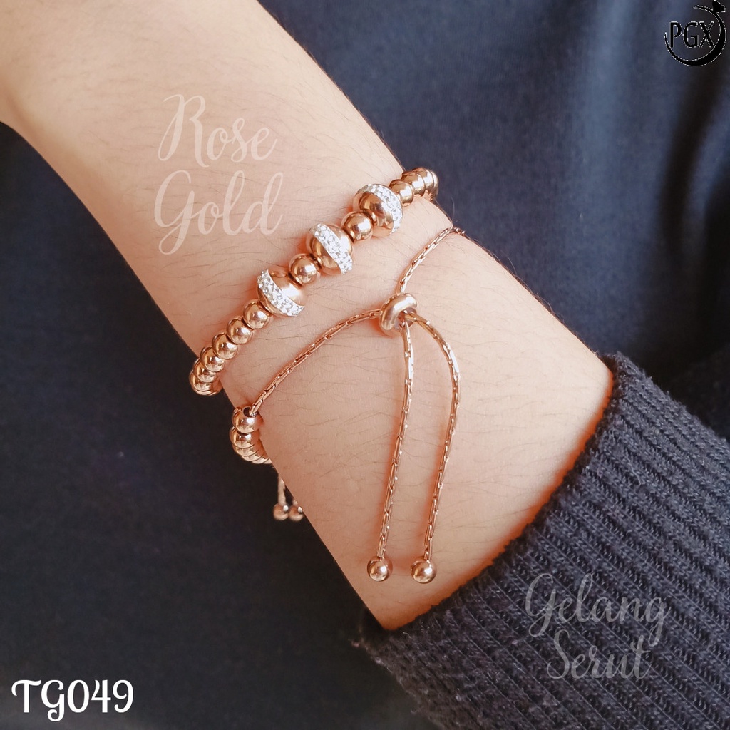 PGX Gelang Serut Titanium Wanita Perhiasan Anti Karat Aksesoris Fashion - TG049