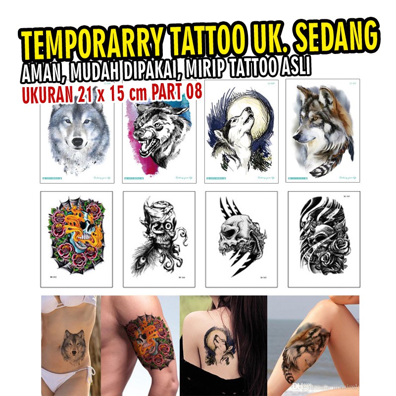 [ Part 8 ] Sticker tatoo tato termporary temporer ukuran sedang 21x15 cm waterproof tempel