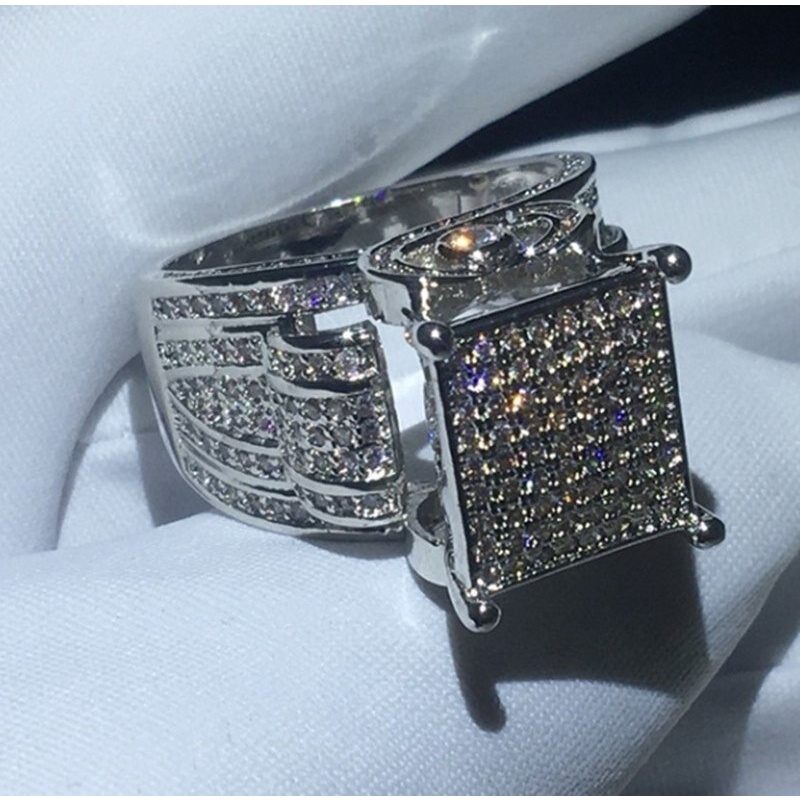 2022 Cincin Silver Hias Zircon AAAAA Cz Untuk Pria