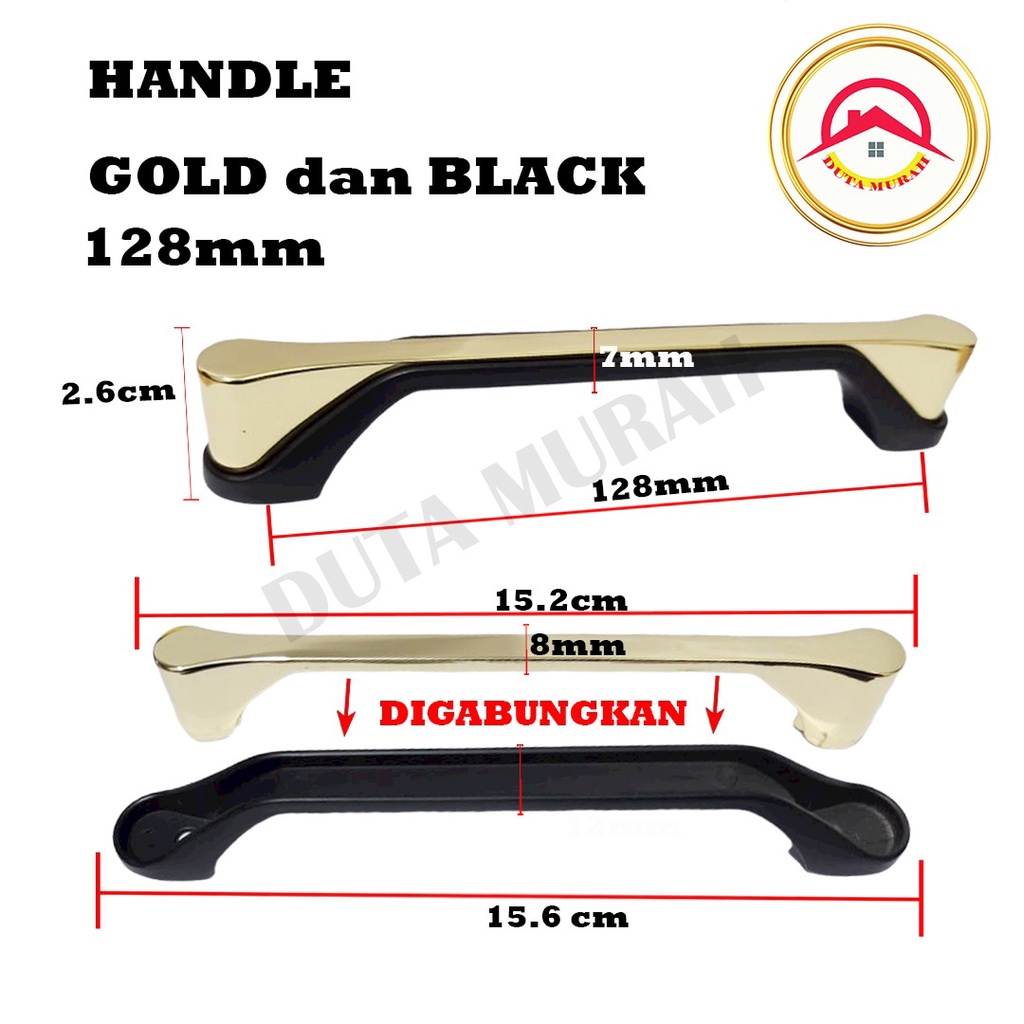 Tarikan Gold Hitam Handle Emas Hitam Tarikan Laci Gagang Pintu Lemari 96 mm dan 128 mm 8103.