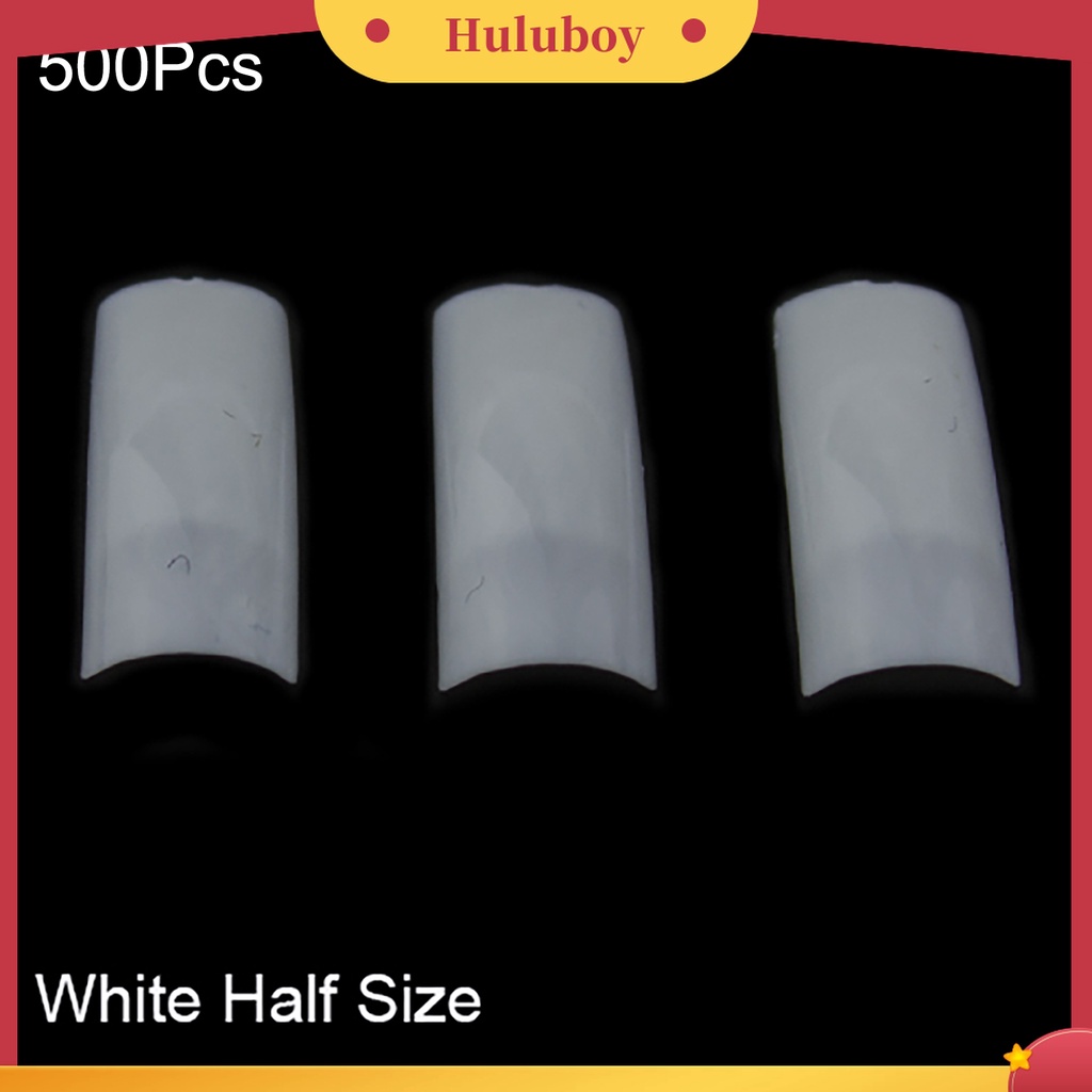 Huluboy Huluboy♡ 500 Pcs Kuku Palsu Bahan Akrilik Gaya Perancis Untuk Nail Art