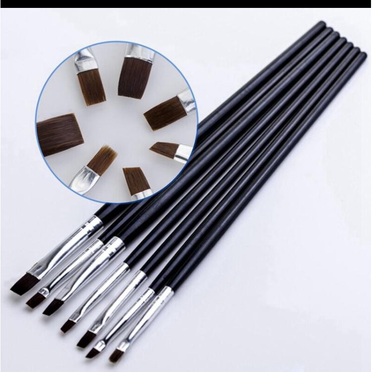 Kuas uv gel brush kuas gepeng set isi 5pcs acrylic brush nail art nail polish