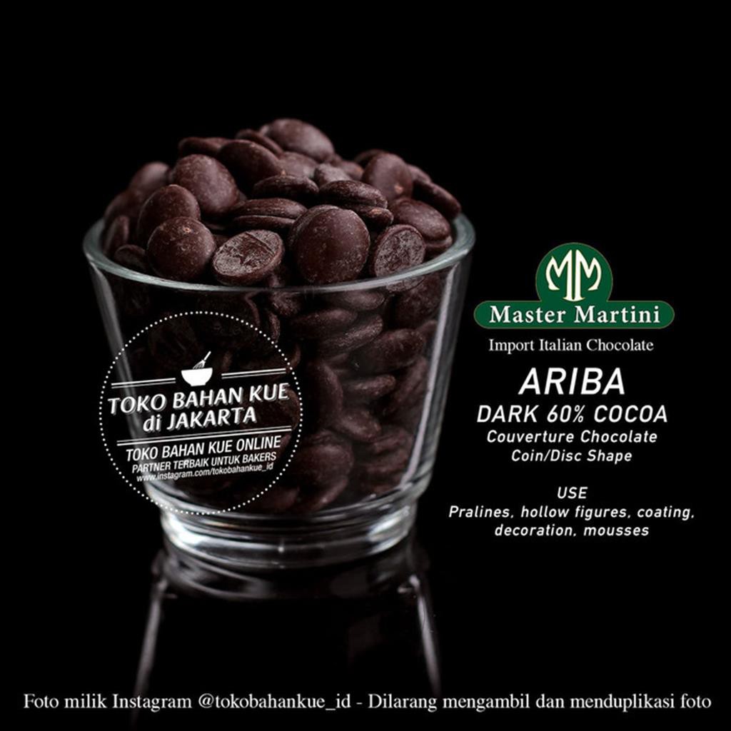 

Master Martini ARIBA 60% Dark Chocolate Couverture Repack 100gr Cokelat Coin