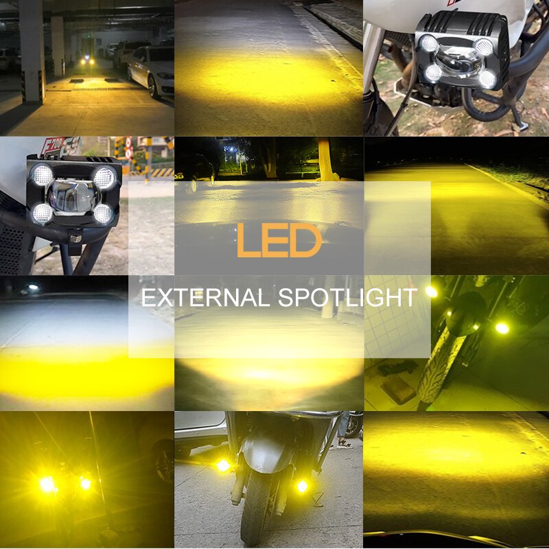 Lx20 90W 24000Lm Lampu Kabut Depan Sepeda Motor Mobil SUV ATV LED Putih Kuning Tahan Air