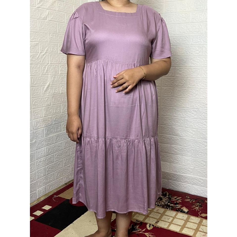 MIDI DRESS VARISHA Daster Rempel 2 Susun Katun Rayon Daster Kekinian