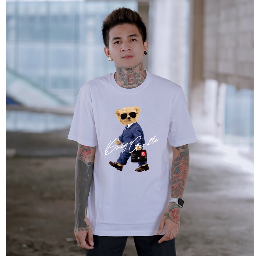 BRIGO Kaos Lengan Pendek Bear Gentle II Kaos Distro BRIGO Beruang Gentle II Kaos Katun Combed M-XL ( Pria &amp; Wanita )