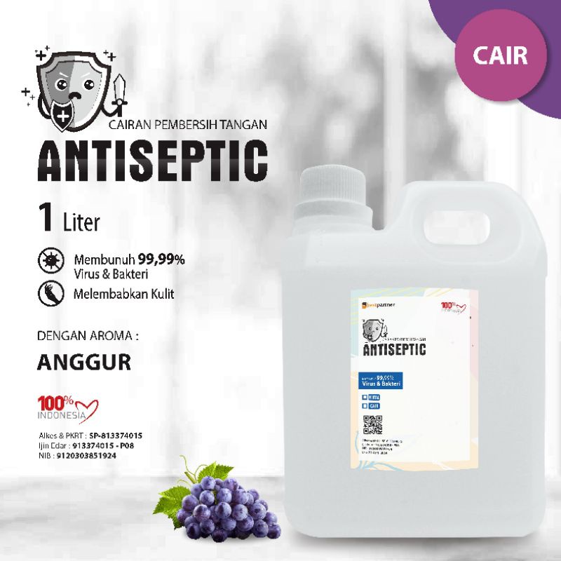 Handsanitizer cair putih aroma buah kemasan jurigen 1 liter