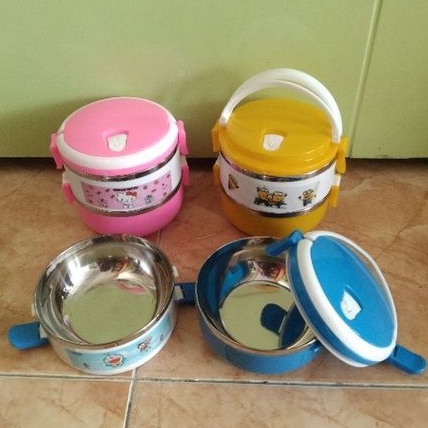 Lunch Box/ Rantang Bulat Tempat Makan 2 Susun Karakter